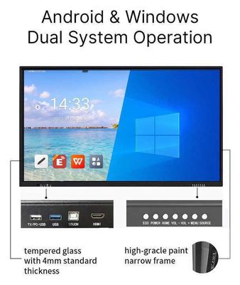 Wysokiej jakości interaktywny ekran dotykowy Tablica demonstracji 55 cali Android 13.0 System Version